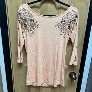 Womens BKE BOUTIQUE small quarter sleeve cutout arms embellished